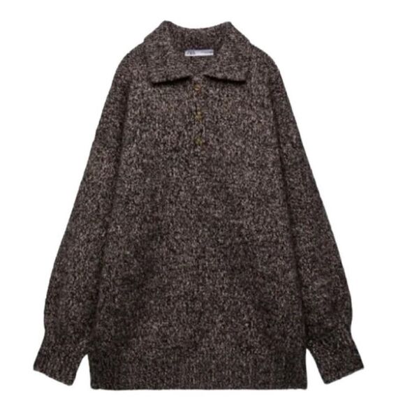 Zara Marbled Knit Brown & Pink Oversized
Sweater (Size Small) - Picture 2 of 9